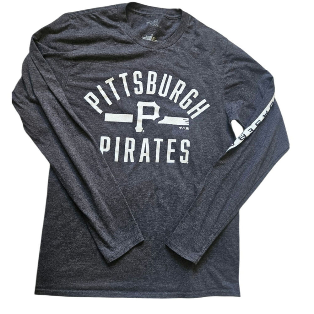 Fanatics Pittsburgh Pirates MLB Long Sleeve Tee Shirt Size S Heather Gray